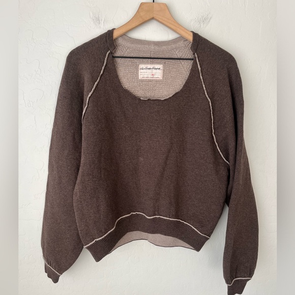 Free People we the free midnight pullover brown NEW - Picture 4 of 12